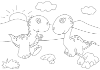 coloring page 2 cute dinosaurs
