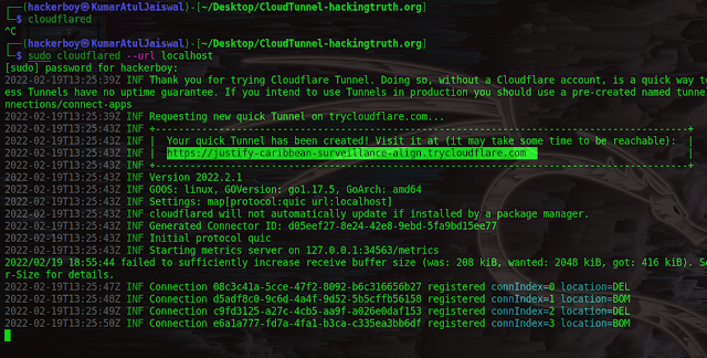 Access localhost services anywhere using secure tunnel