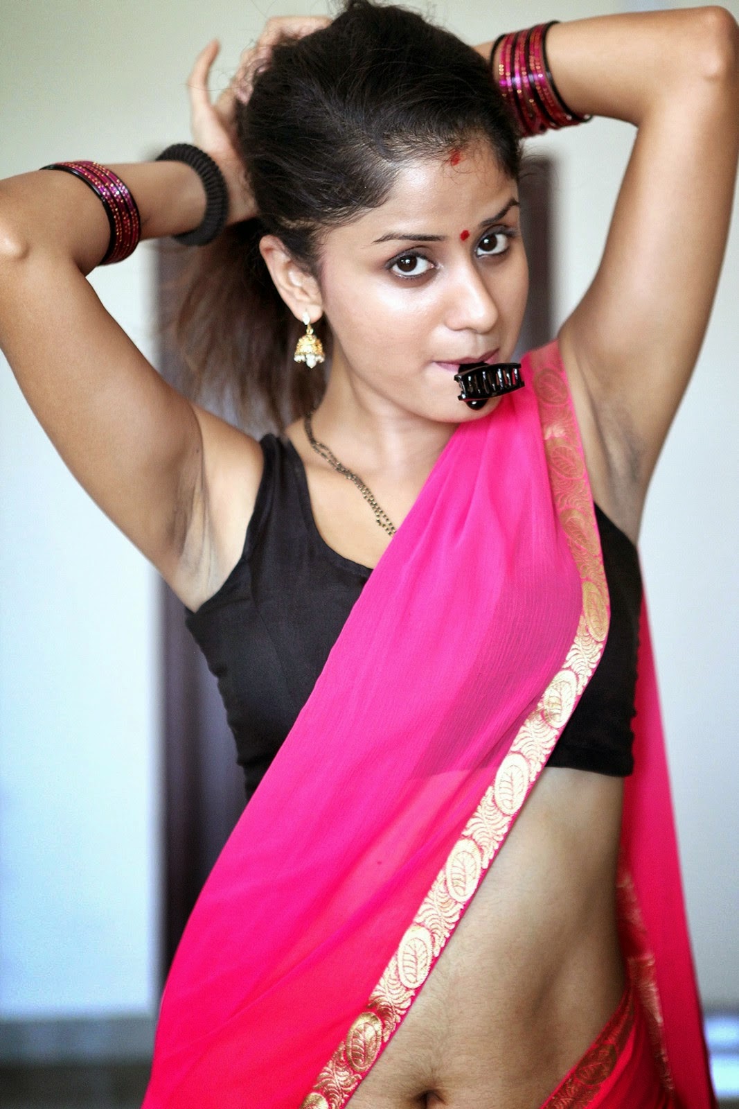 Actress Anukriti Sharma Hot Sexy Navel Cleavage Show In Saree From Sridevi Movie