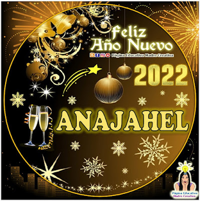 Nombre ANAJAHEL por Año Nuevo 2022 - Cartelito mujer