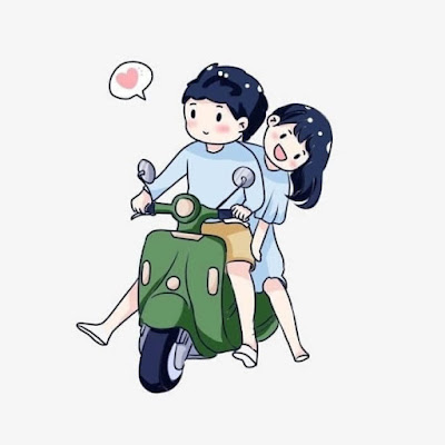 Cartoon Boy Ride To Girl Whatsapp DP