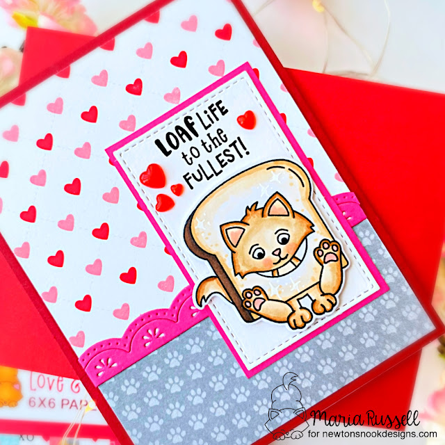 Loaf Life Card by Maria Russell | Knead Kittens Stamp Set, Love & Meows Paper Pad and A7 Frames and Banners Die Set by Newton's Nook designs #newtonsnook