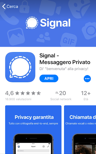 Signal - Messaggero Privato App installata