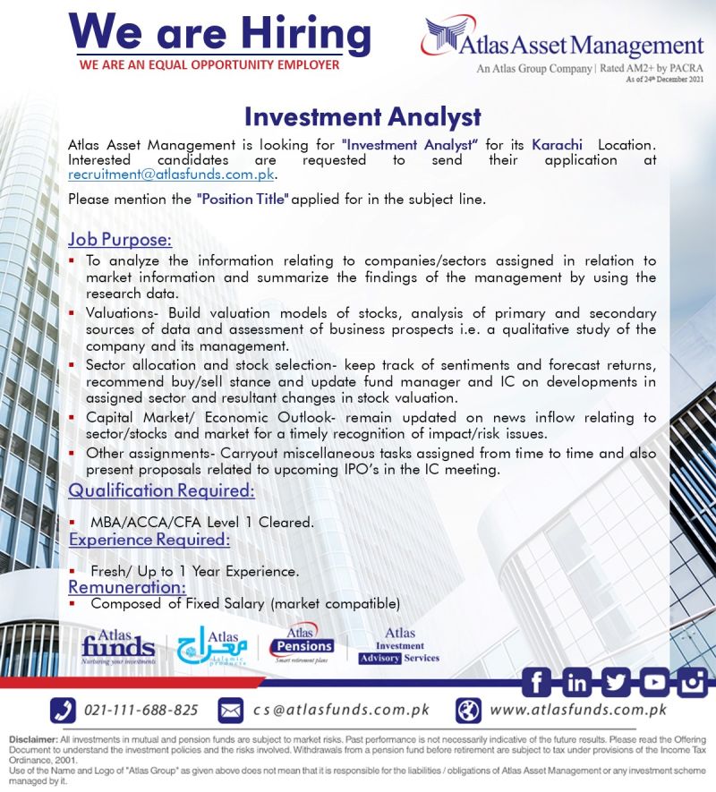 Atlas Asset Management Jobs Investment Analyst