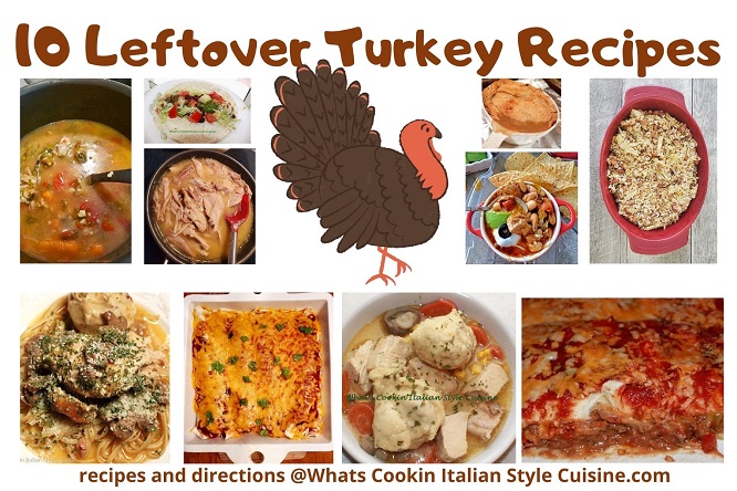 this is a collage of 10 leftover Turkey recipes