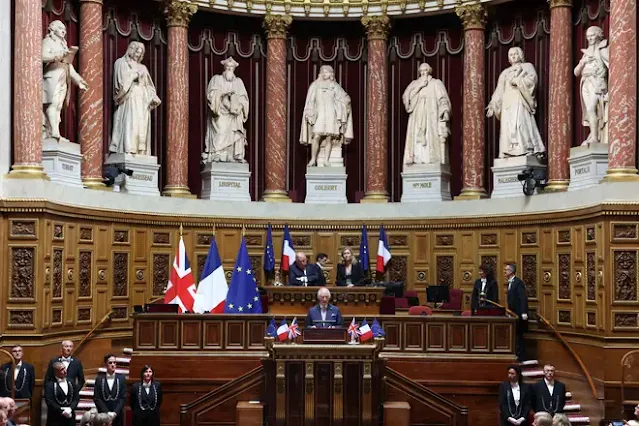 King Charles spoke in the French Senate in September. Picture: Alamy