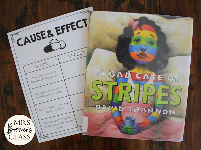 A Bad Case of Stripes book activities unit with Common Core aligned literacy companion activities and a class book for Kindergarten and First Grade