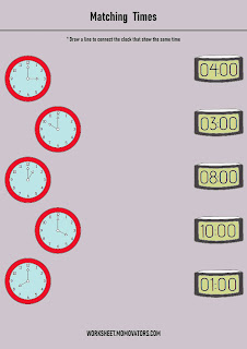 Matching digital and analog clocks worksheet @momovators