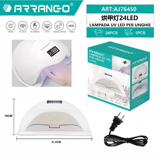 ARRANGO AJ76450 Lampada Uv Per Unghie Led 48W Portatile Manicure