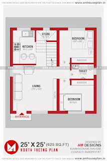 25 x 25 Perfect 2bhk simple house plan