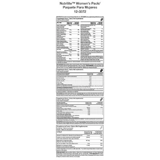 Nutrilite women pack supplement composition