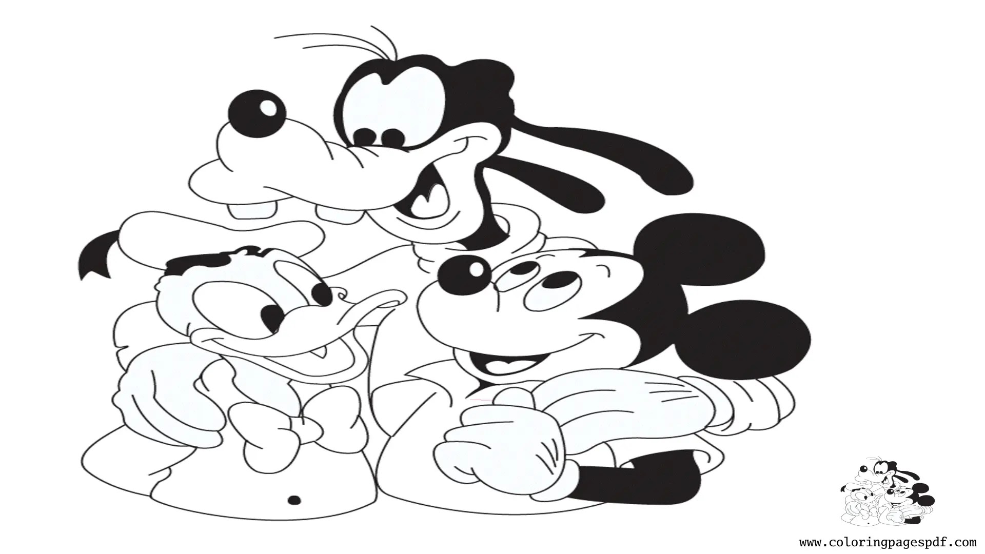 Coloring Page Of Mickey, Donald, And Goofy