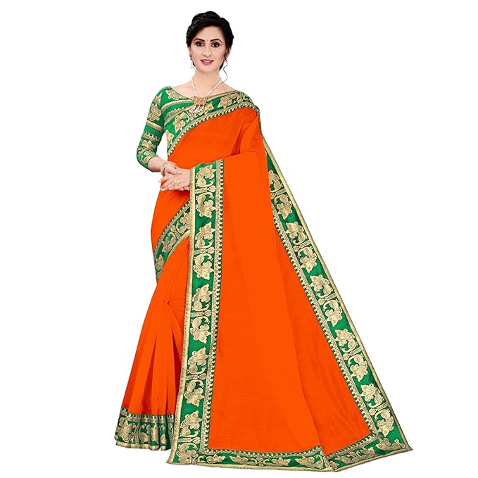 EMZO Women's Chanderi Cotton Solid Jacquard Traditional Look Saree With Unstitched Blouse Piece