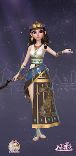 Cleopatra's colorful hieroglyphic battle gown