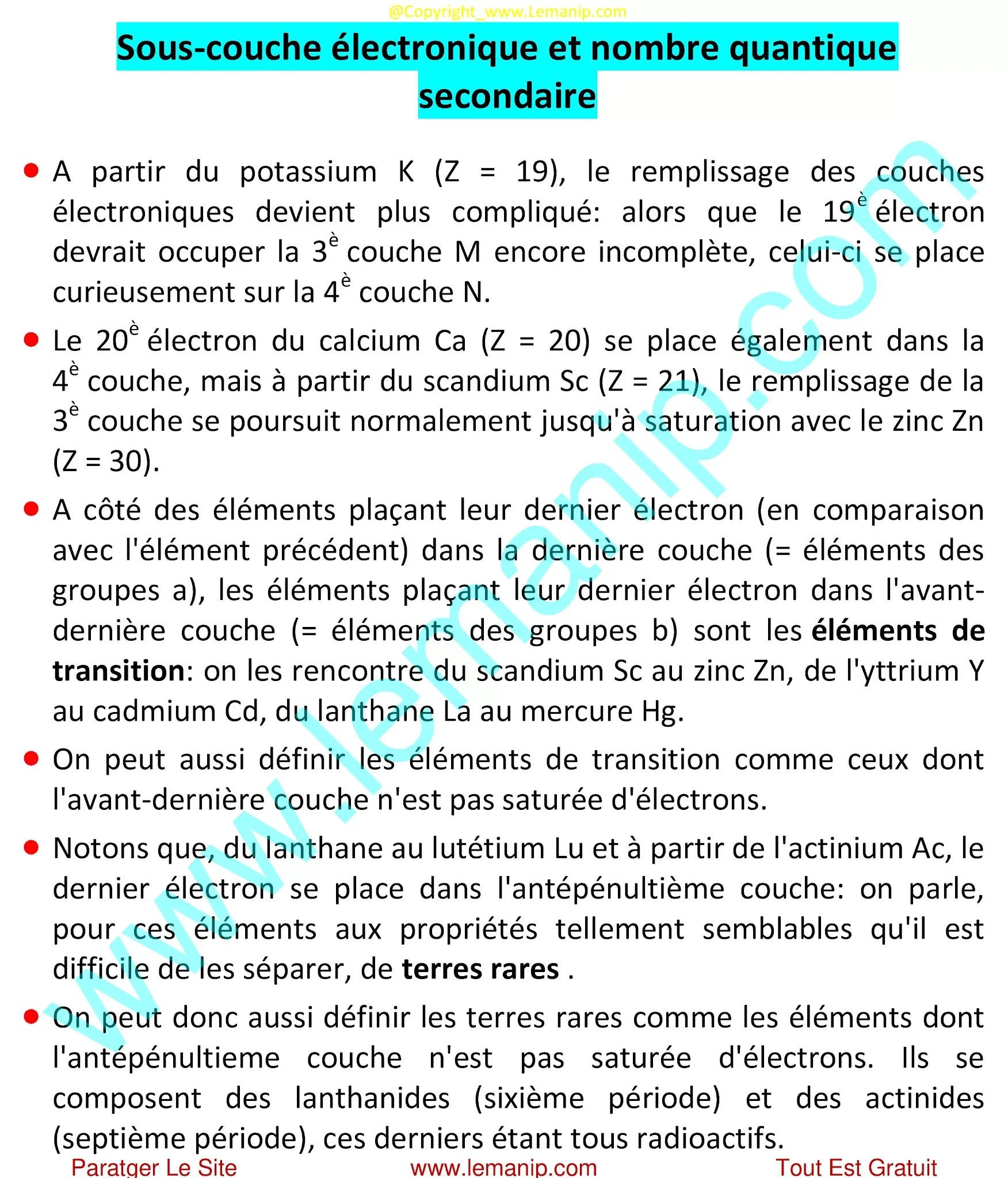 Sous-couche électronique et nombre quantique secondaire