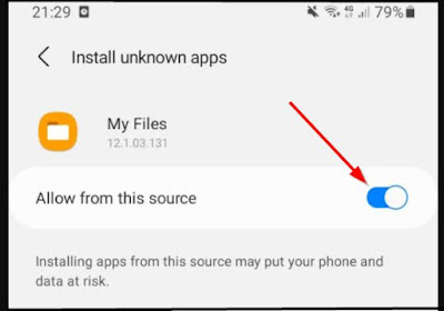 Install ZArchiver Pro APK dari sumber tidak dikenal di Pengaturan Android