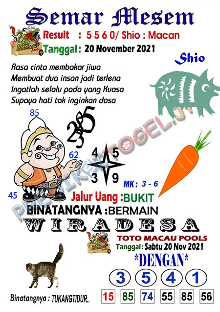 Syair Semar Mesem Togel Macau Sabtu 20-11-2021