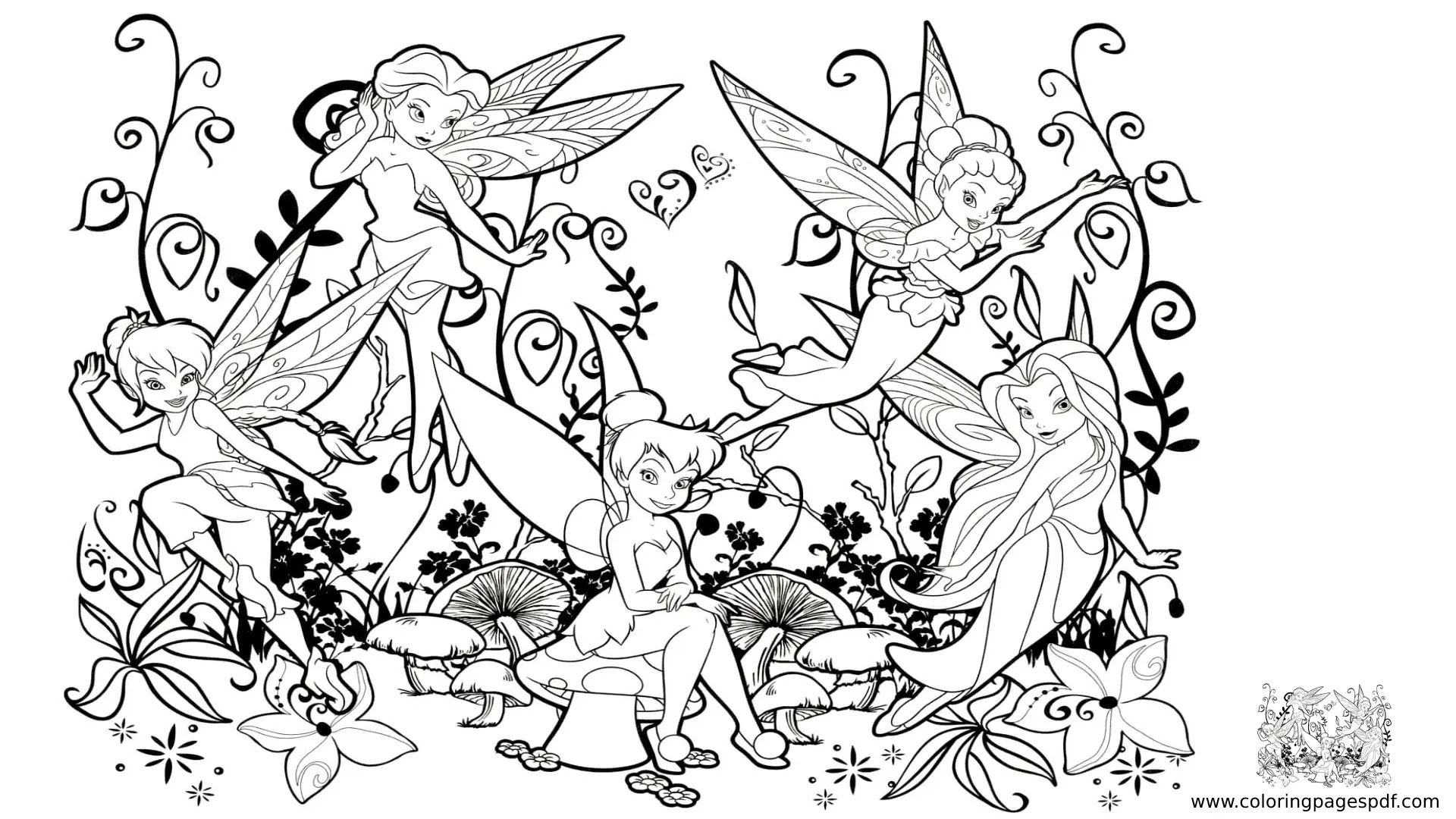 Coloring Pages Of Multiple Fairies