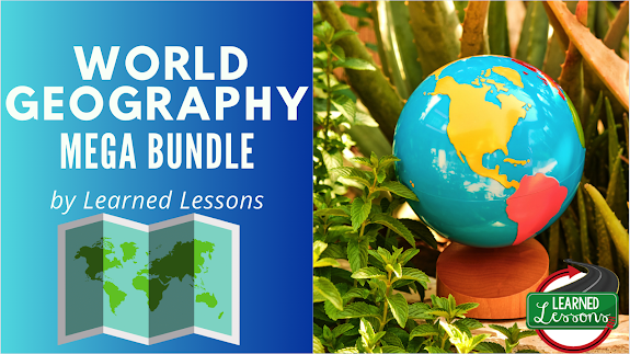 World Geography Mega Bundle, Anchor Charts, Games, Guided Notes, Digital Choice Boards, Google Classroom, Word Walls