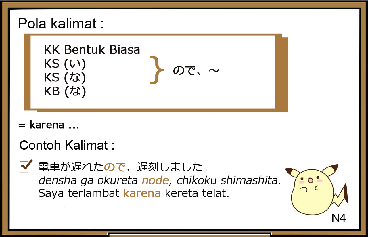 Pola Kalimat / Tata Bahasa / Bunpou / Grammar bahasa Jepang ～ので ( ~ node )