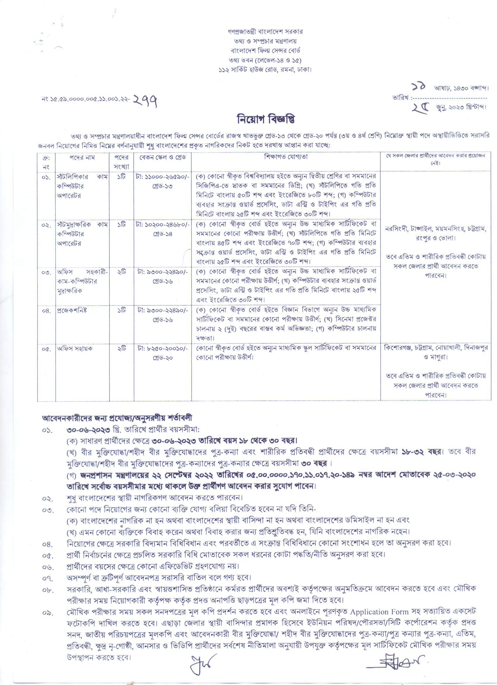 BFCB Job Circular 2023