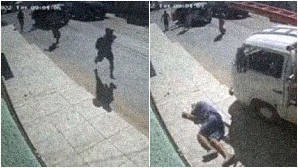 Homem tenta furtar jovem e acaba atingido por Kombi; veja o vídeo
