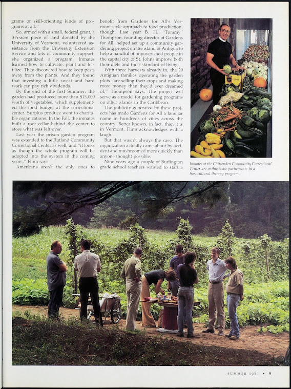 Vermont Life story on community gardening - 1981