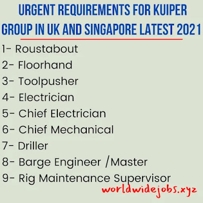 Urgent Requirements for Kuiper Group in UK and Singapore Latest 2021