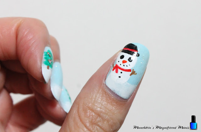 Winter Snowman Nail Design