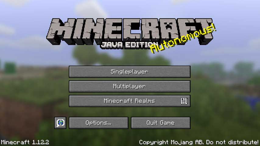 Tela inicial do Minecraft