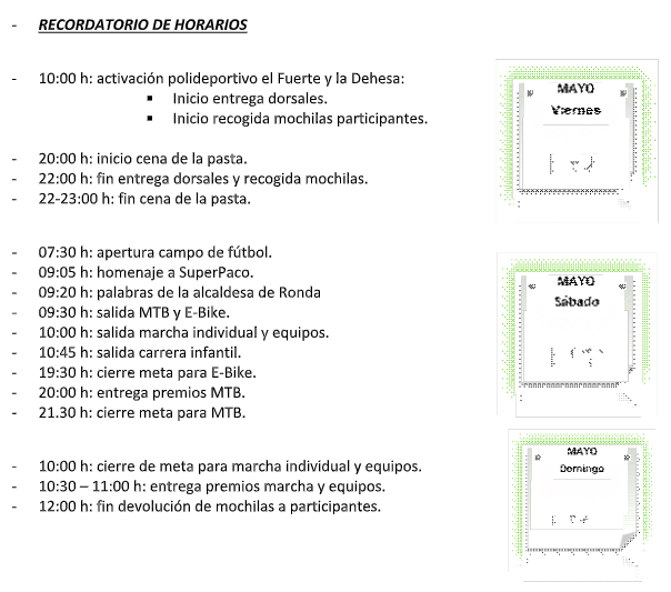 horarios 101 km ronda 2022