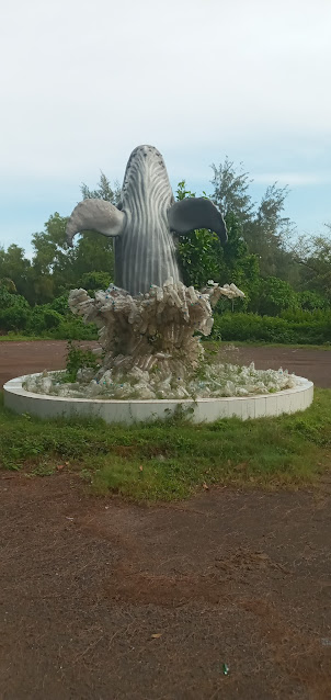 A WHALE statue engulfed in plastic at Wandoor Beach.