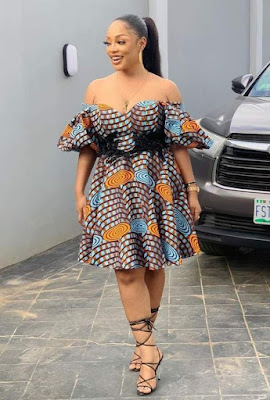 Latest off shoulder Ankara Gown Styles