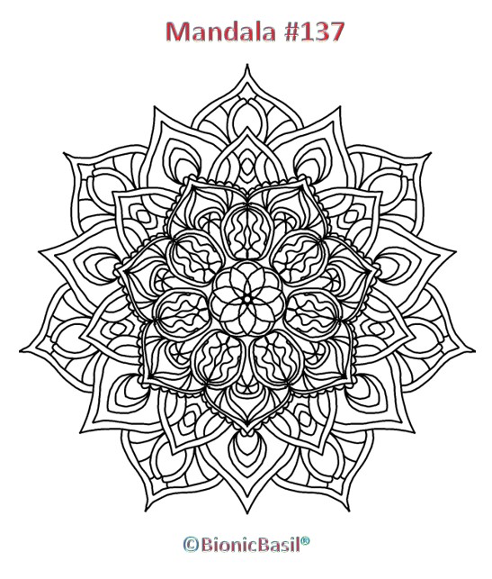 Mandalas on Monday ©BionicBasil® Colouring With Cats Mandala #137 Printable Image