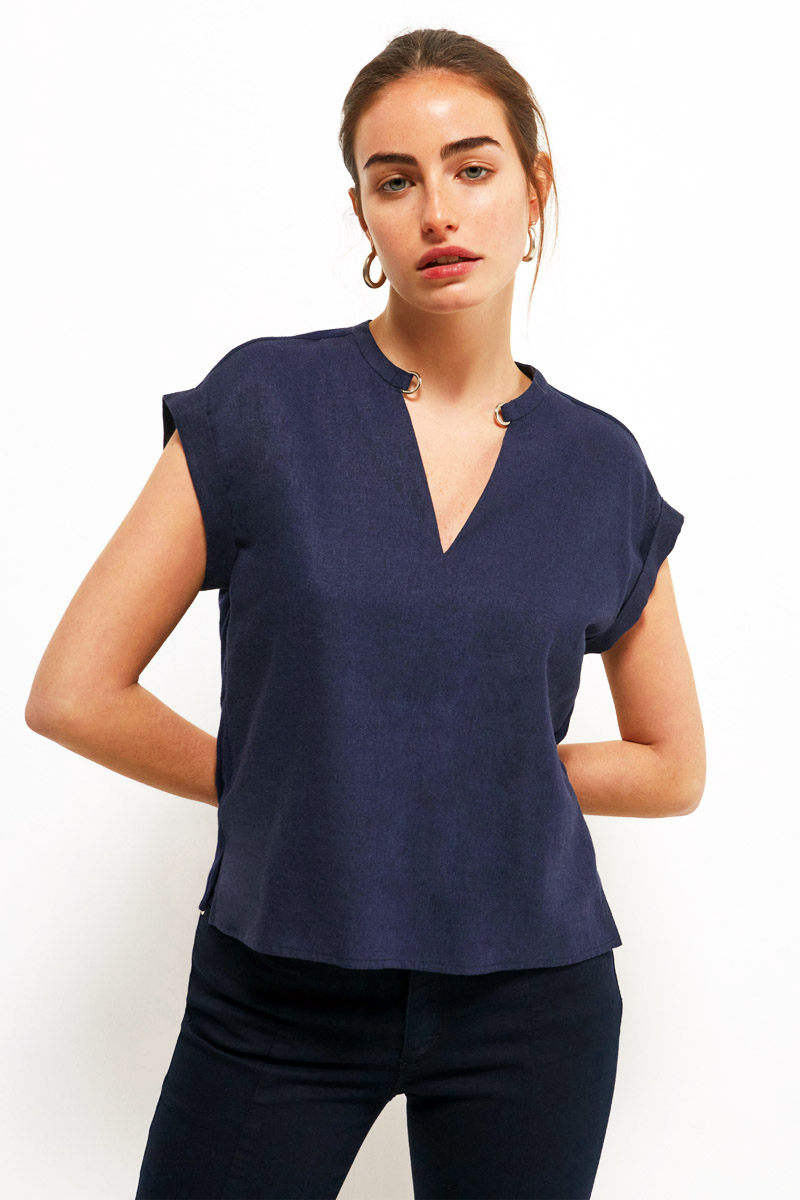 remera blusa azul mujer 2022 moda verano