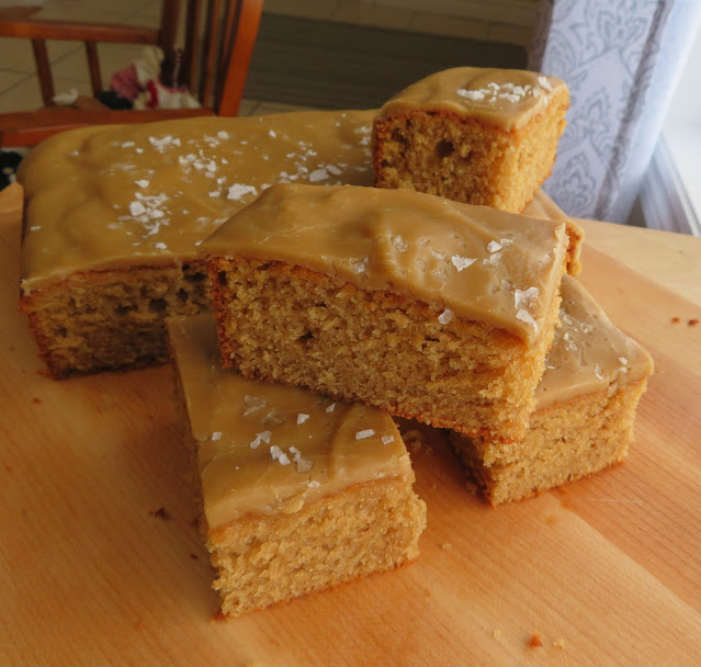 Salted Caramel Peanut Butter Snack Cake