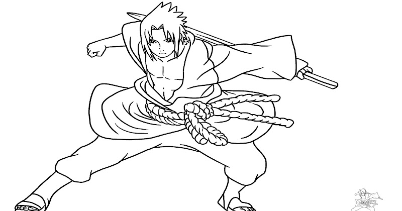 Coloring Pages Of Sasuke Uchiha Holding Sword
