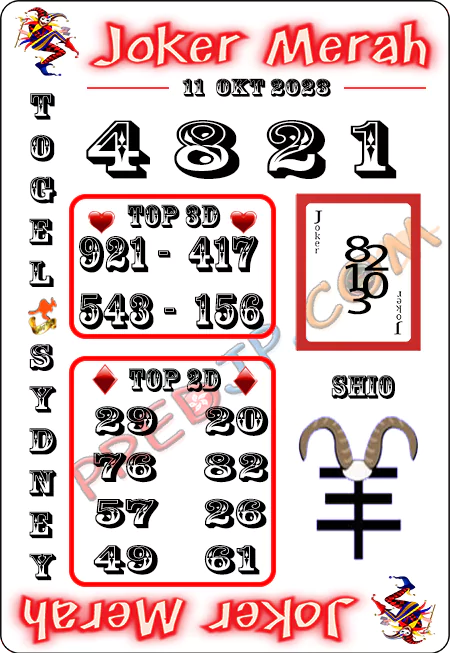 Prediksi Joker Merah Sdy Rabu 11-Oktober-2023