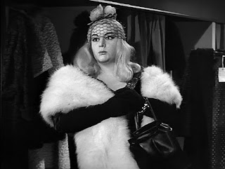 hattie jacques, make mine mink, 1960, 1960s, film, movie, cinema, british, english, comedy, actress, woman, female, fashion, blonde wig, hat