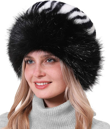 Black Faux Fur Russian Hats For Women