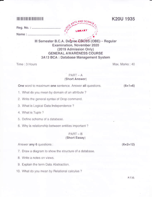 kannur university 3rd sem assignment