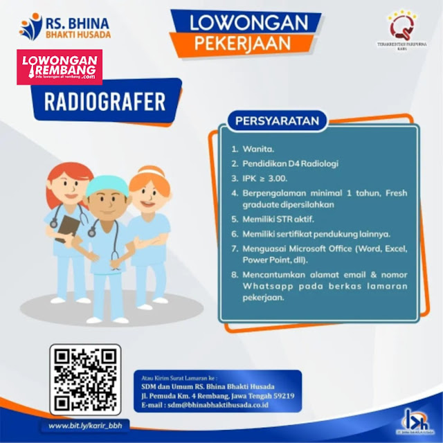 Lowongan Kerja Radiografer Rumah Sakit Bhina Bhakti Husada Rembang