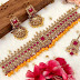 Kundan gold toned necklace