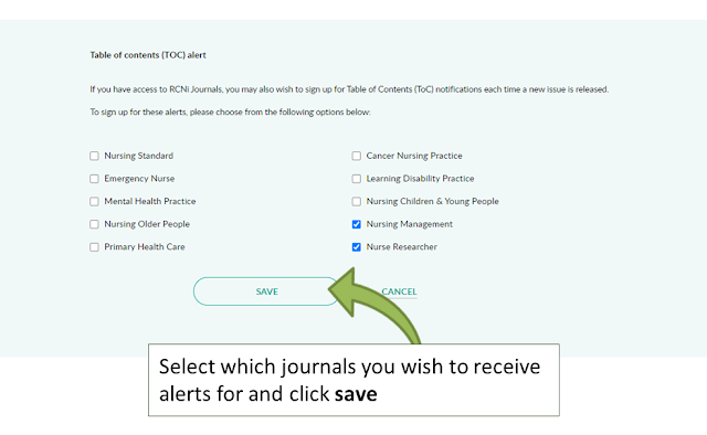Tick the journal titles that you want to receive alerts for