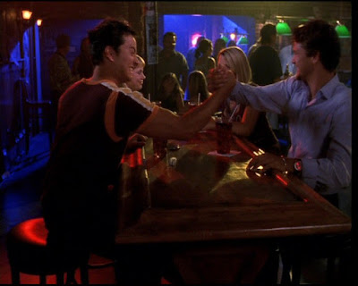Pacey and Jack celebrating their cool new apartment