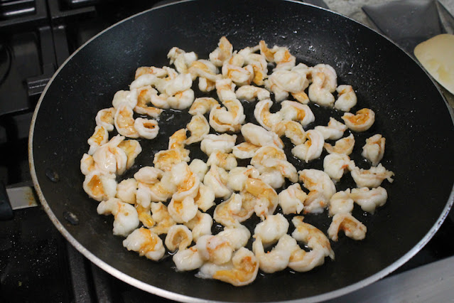 Cooking the shrimp