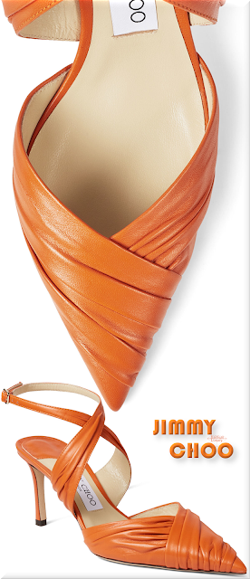 ♦Jimmy Choo Basil amber orange pleated luxe nappa leather pumps #jimmychoo #shoes #orange #brilliantluxury