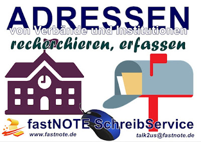 Adressen von Verbände und Institutionen recherchieren erfassen fastNOTE SchreibService