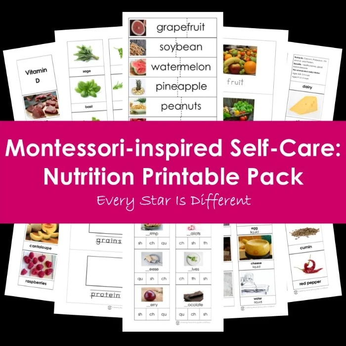 Self care nutrition printable pack for kids