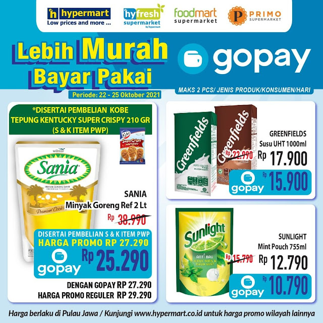 Promo Hemat Hypermart Pakai GOPAY Periode 22 - 25 Oktober 2021